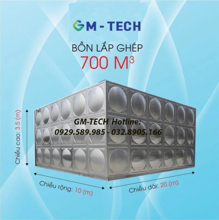 Bể inox lắp ghép 700 m3