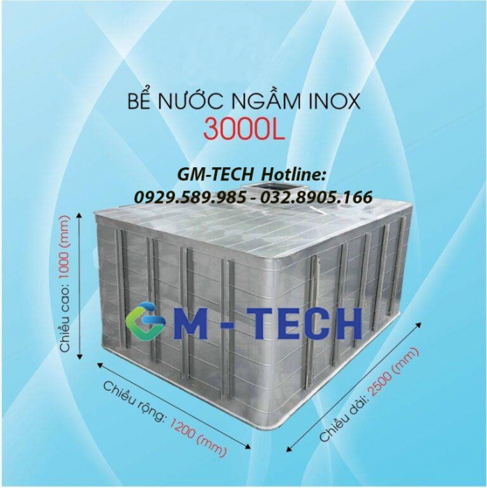 Bể nước ngầm inox 3000L tiêu chuẩn