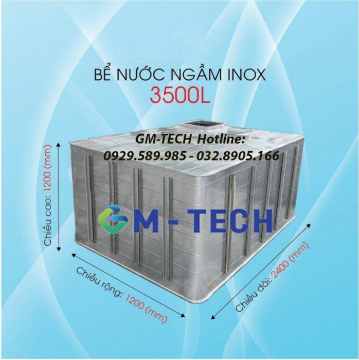 Bể nước ngầm inox 3500L tiêu chuẩn