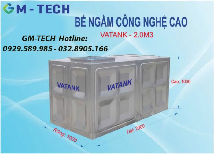 Bể ngầm inox lắp ghép 2000L