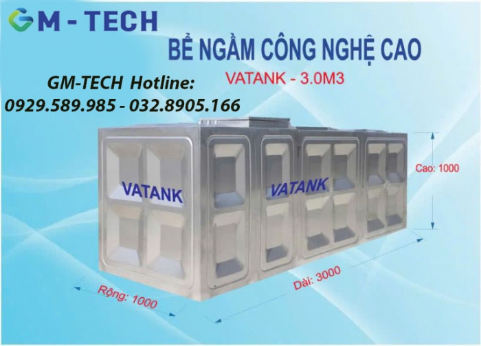Bể ngầm inox lắp ghép 3000L