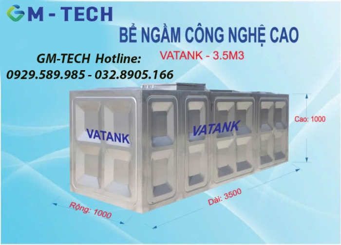 Bể ngầm inox lắp ghép 3500L